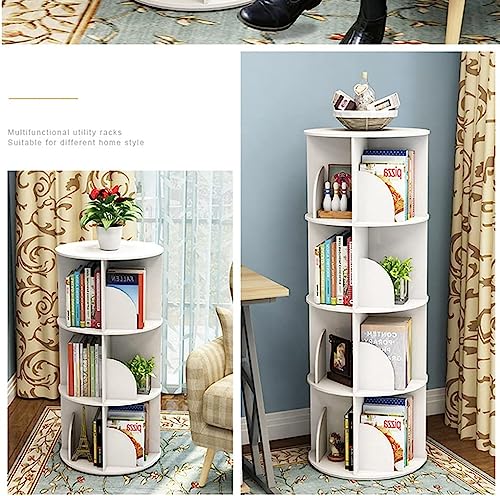 Bookshelf flexible Bookcases 360° Rotating Bookshelf 1-6 Tier Standing Bookcase Round White Book Rack Small Space Home Corner Bookshelf Organizer perfect furniture