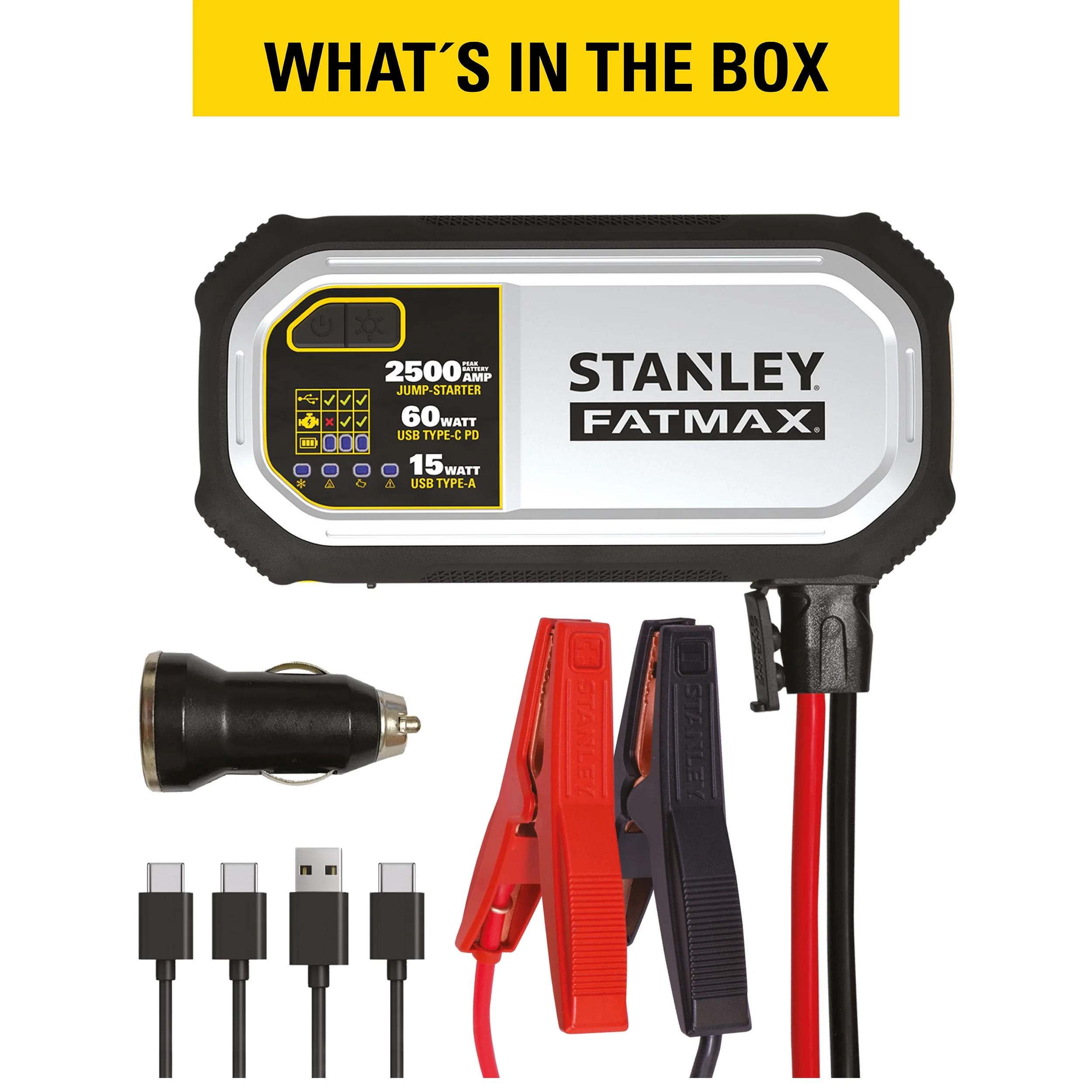 Stanley FatMax 2500 Amp, Lithium Jump Starter With Triple USB Power Bank