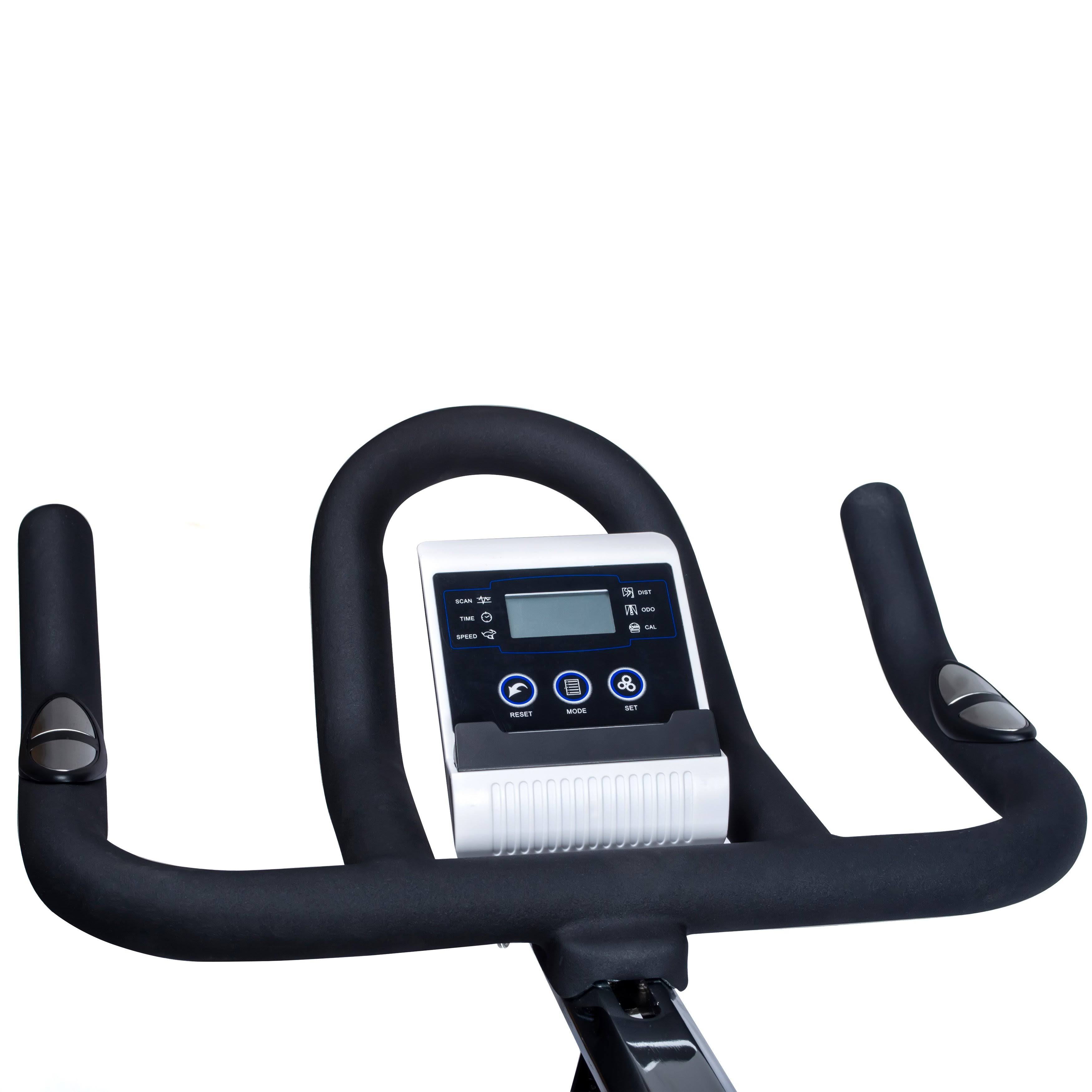 EFITMENT Indoor Cycle Bike, Magnetic Cycling Trainer Exercise Bike w/ 40 lb Flywheel, Belt Drive and LCD Monitor with Tablet Hol