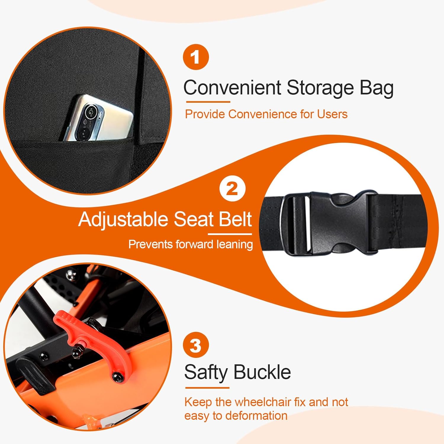 Upgraded Transport Wheelchair, Come with Telescopic Handle and Two Bags, Wheelchairs for Adults, Lightweight Transport Wheelchair, with Safety Belt