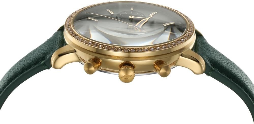 Fossil Women's Neutra Quartz Stainless Steel and Eco Leather Chronograph Watch, Color: Gold, Green (Model: ES5239)
