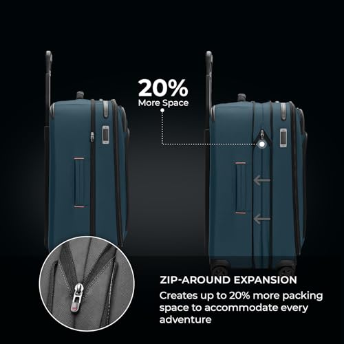 Briggs & Riley Domestic 22" Carry On Expandable Spinner - Luggage for Travel, Suitcases with Wheels, Softside Rolling Bag for Men & Women, Self-Repairing Zipper - ZDX Collection, Black