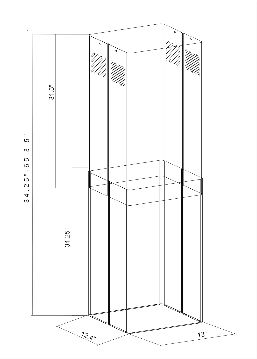 Winflo Stainless Steel Chimney Extension (up to 11ft. Ceiling) for Winflo Island Mount Range Hood (upper and lower piece set)