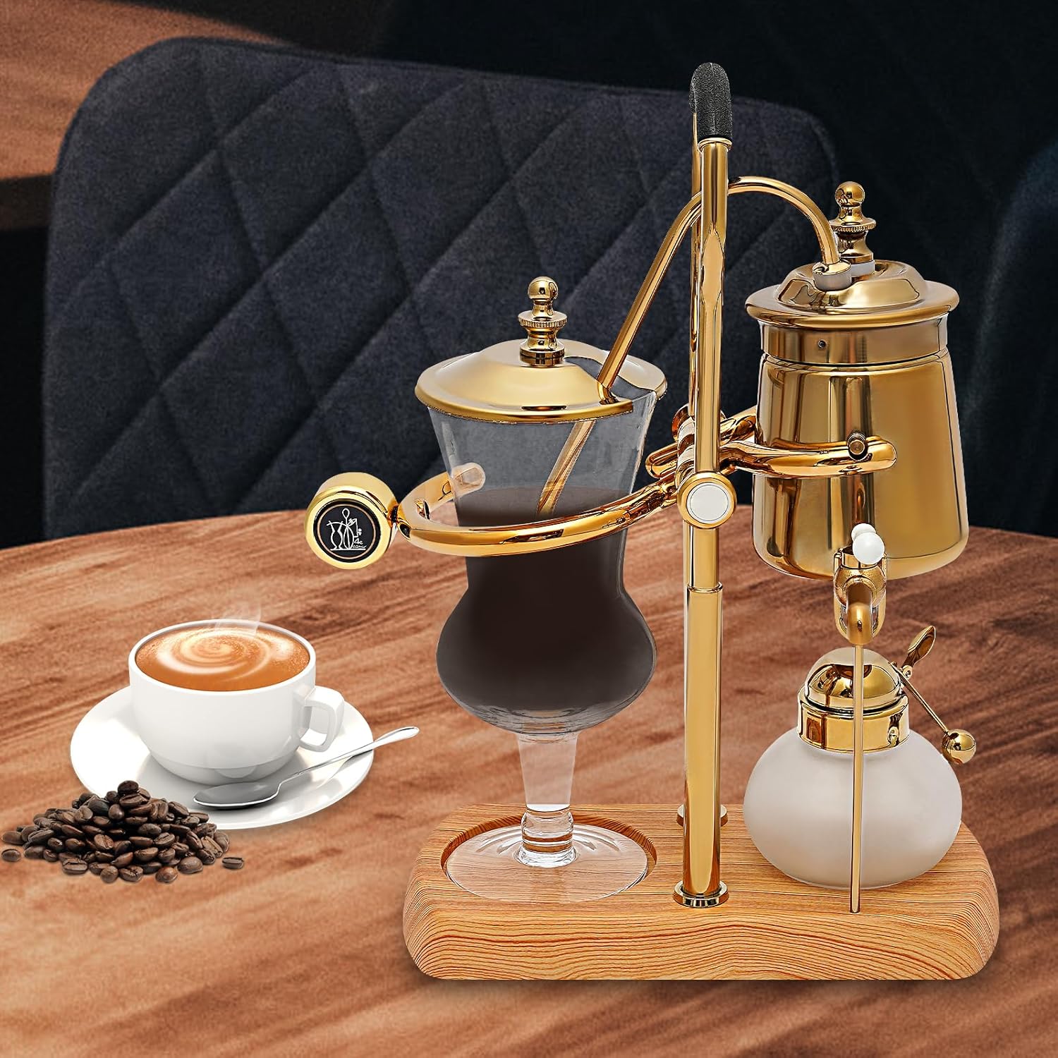 Belgian/Belgium Luxury Royal Family Balance Syphon Siphon Coffee Maker Vacuum Brewing System,Vintage Elegant Double Ridged Fulcrum with Tee Handle 400ml Coffee Maker-US Stock