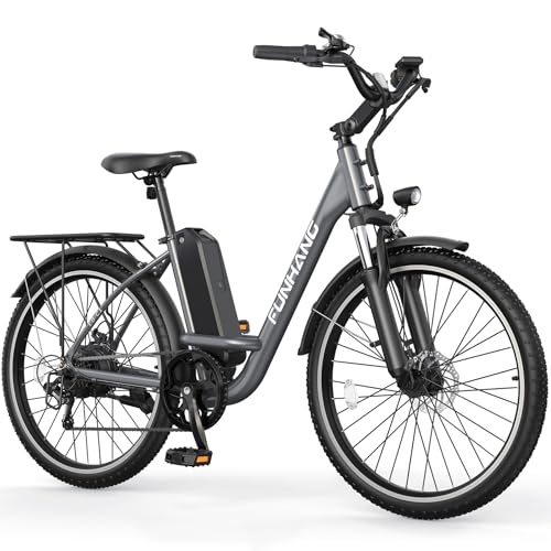 Electric Bike for Adults, 26" 1000W Peak City Cruiser Ebike, 21.7MPH 50 Miles Commuter Electric Bicycle with 48V 374.4WH Removable Li-ion Battery, Adjustable Stem, Rear Rack, Fenders, 7-Speed