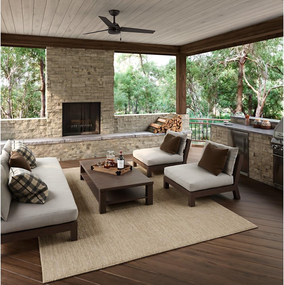 Hunter Cassius Indoor / Outdoor Ceiling Fan with Pull Chain Control, 52, Premier Bronze