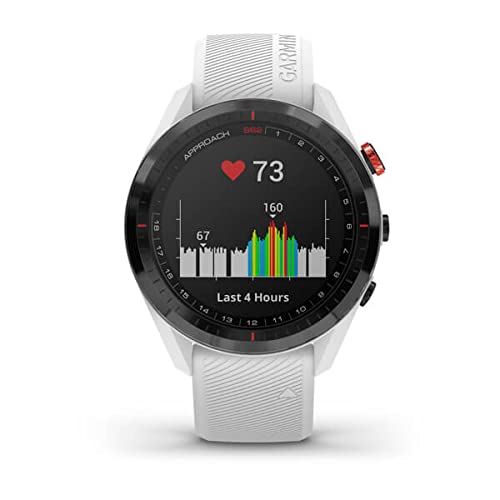 Garmin Approach S62 GPS Golf Watch (Black Bezel/White Band) with Virtual Caddie,Mapping Includes Charging Base and Cleaning Cloth