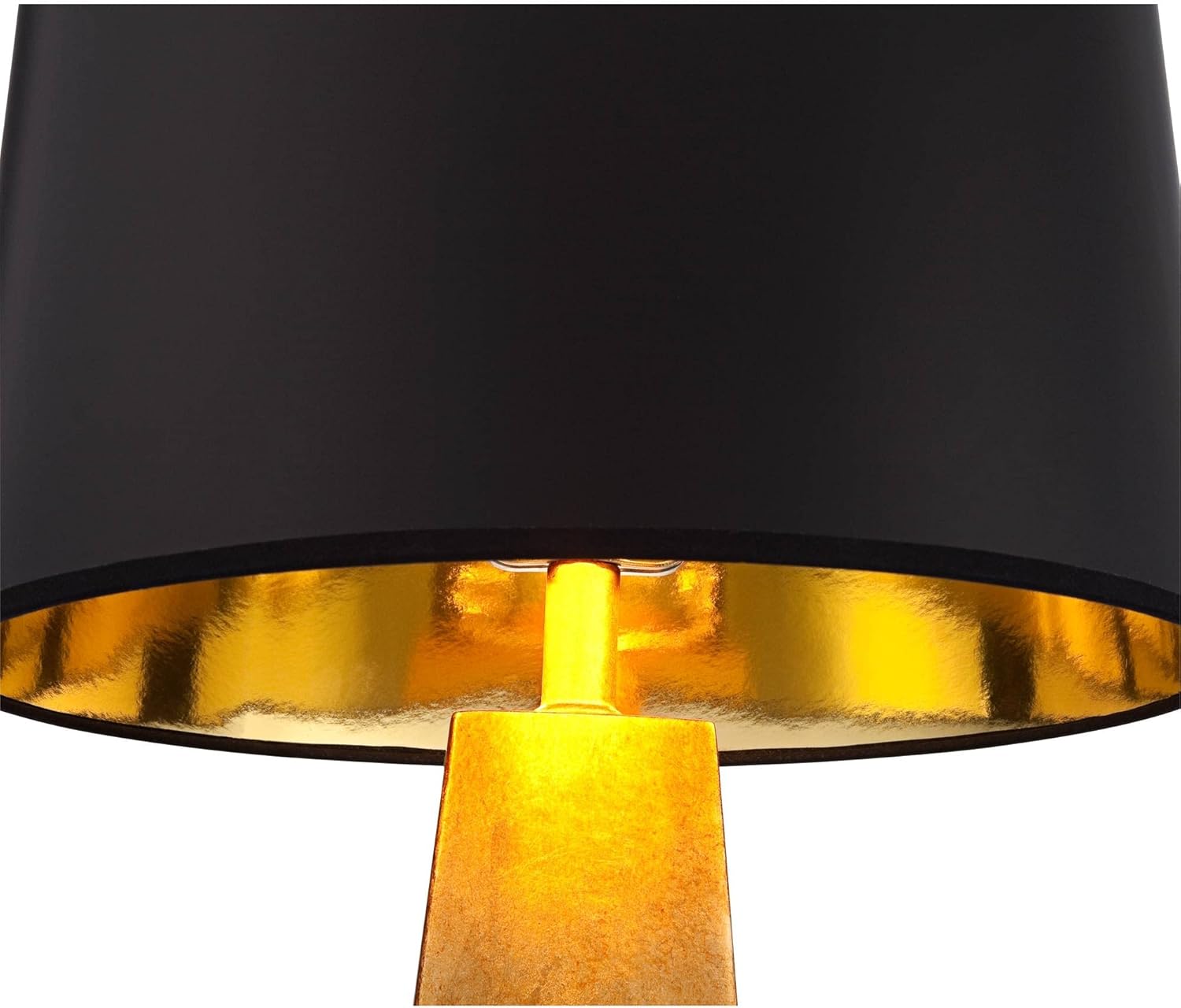 Possini Euro Design Obelisk Modern Table Lamp 26" High with Square Black Marble Riser Gold Leaf Tapered Paper Drum Shade for Bedroom Living Room Nightstand Bedside Night Stand Office Kids Room