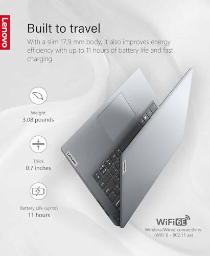 Lenovo IdeaPad 1 Business Laptop - 14" HD Display, Intel Celeron N4020, 4GB RAM, 192GB Storage(128GB eMMC + 64GB SD Card), ‎Intel UHD Graphics, Wi-Fi 6, Windows 11 Pro, with Laptop Stand