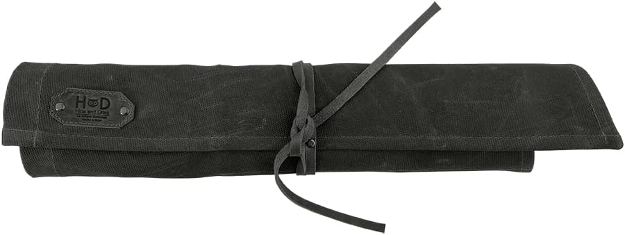 Waxed Canvas Large Wrench / Tool Roll 15 Pockets Portable Pouch Storage for Craftsmen Handmade by Hide & Drink (Charcoal Black) Pack of 2