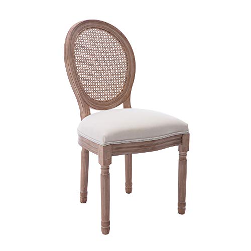 Dining Chairs Set of 2, French Dinning Chairs, Fabric Cane Upholstered Dining Room Chairs, Farmhouse Kitchen Chairs, with Beautifully Carved Solid Wood Frame for Home,Office, Restaurant (Style 2)
