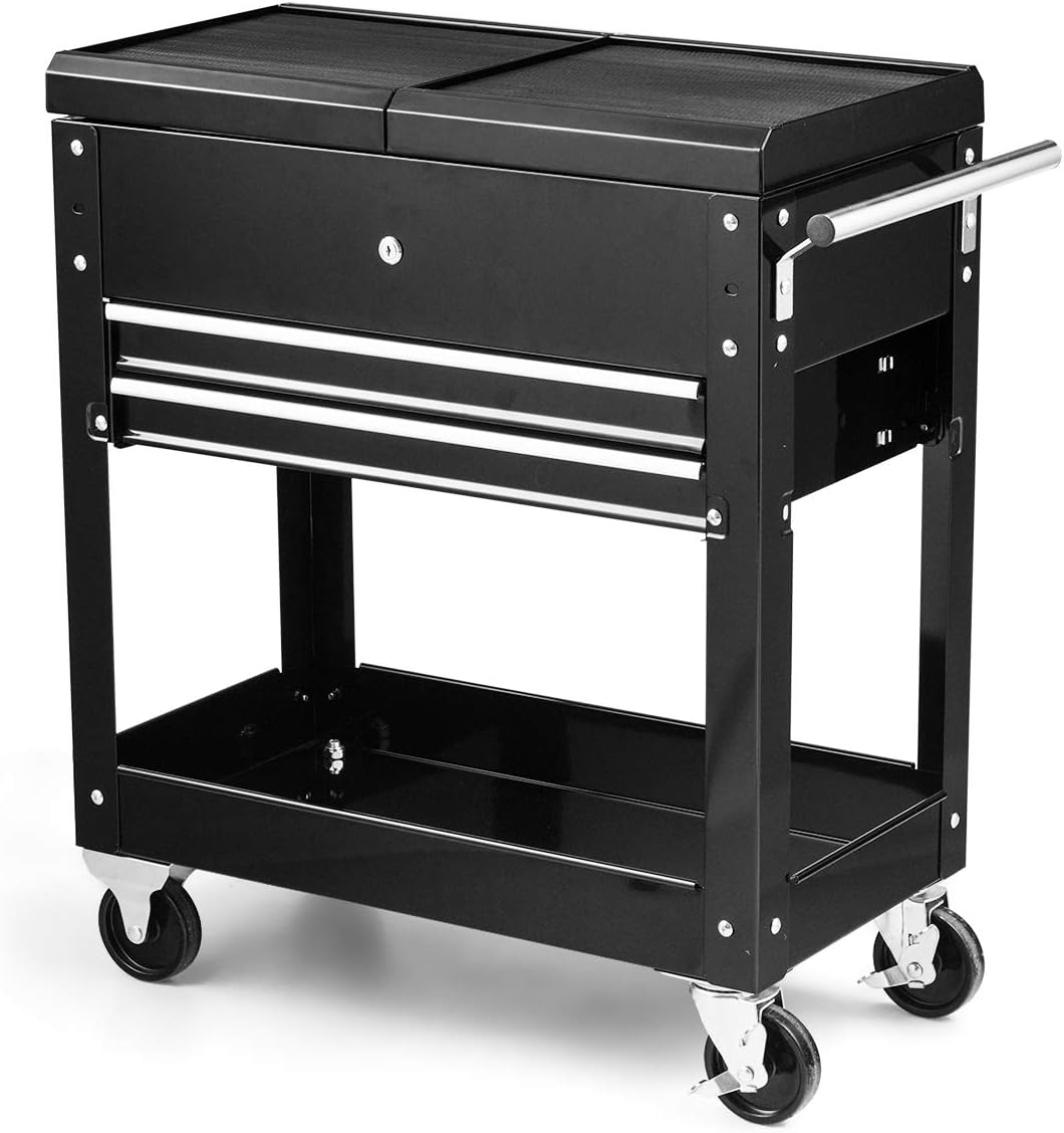 Goplus Rolling Tool Box, Tool Cabinet Cart on Wheels with Storage Drawers, Heavy Duty Steel Tool Storage Organizer for Garage Warehouse Workshop