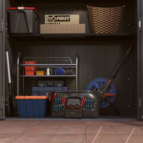Vertical Resin Storage Shed, 60 Cuft Garden Tool Sheds & Outdoor Storage, Plastic Outdoor Storage Cabinet Waterproof, 4.5 x 2.3 ft Backyard Outside Lawn Mower Storage Shed, White