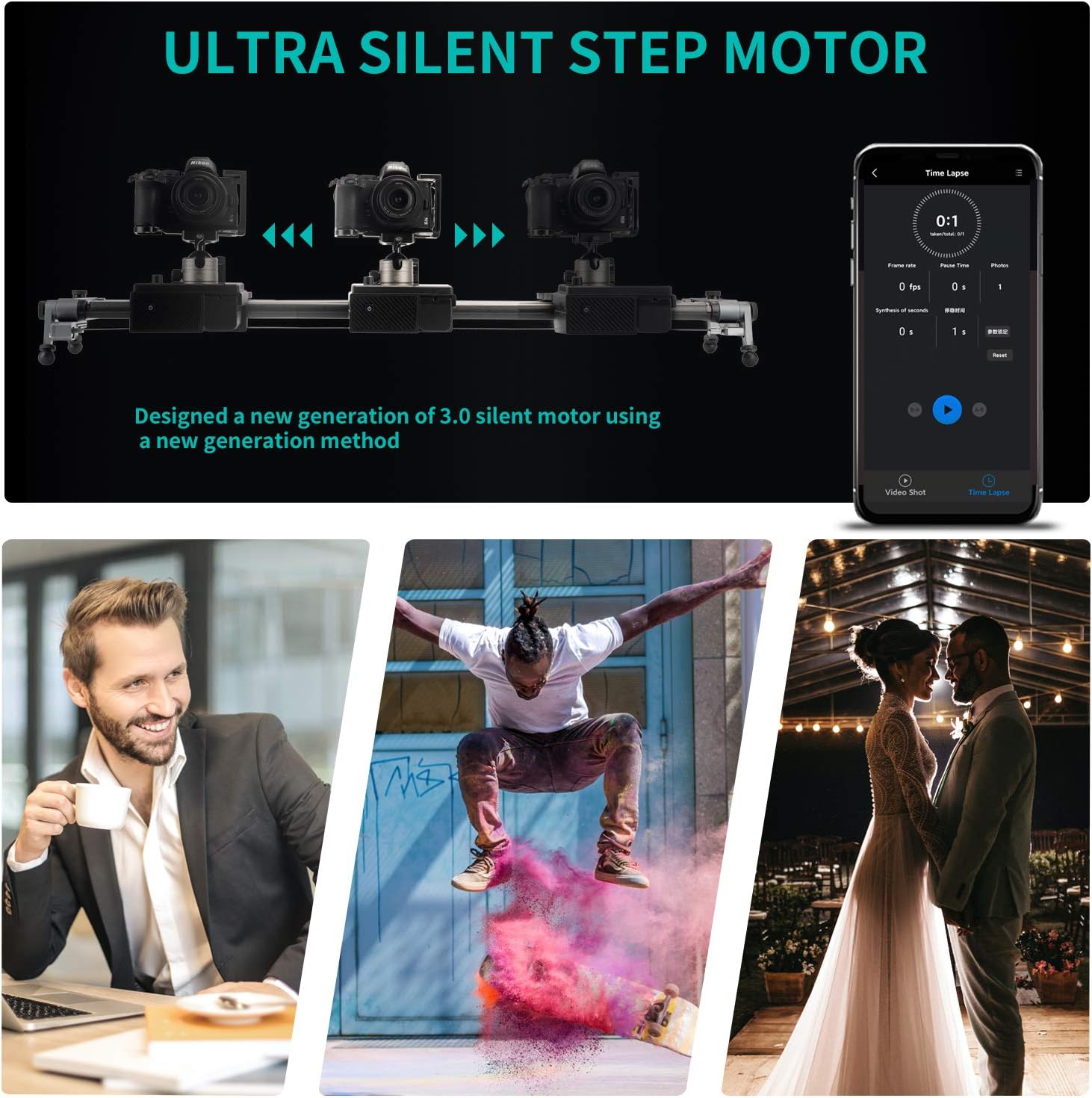 YC Onion Motorized Camera Slider 120cm/47''Camera Rail with APP Control Carbon Fiber,3-4 or 5 Axis Video Slider Dolly Track Motion Rail Compatible with Ronin S and RS2 Stabilizer and Zhiyun Stabilizer