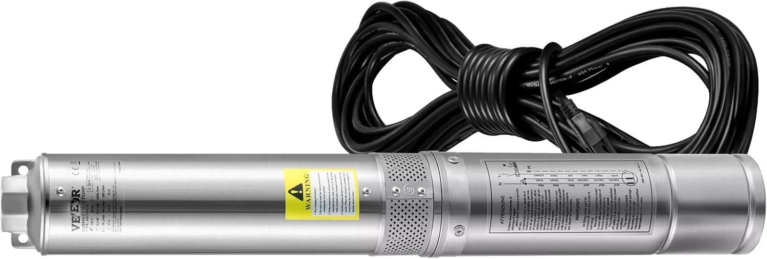 1/2HP 4” Deep Well Pump 28GPM Submersible Pump 167ft Stainless Steel 115V, Replacement for VEVOR OEM, Black