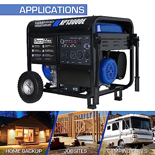 DuroMax XP12000EH 12,000-Watt Dual Fuel Portable Generator – Gas & Propane, Electric Start, Whole Home Backup Power, Transfer Switch Ready, RV & Emergency Ready