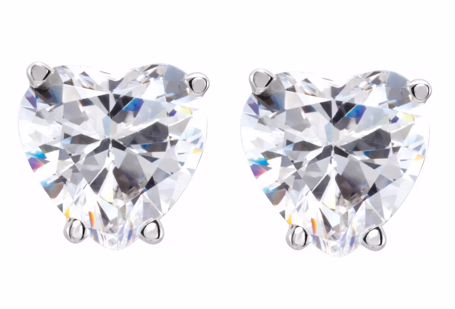 Heart Natural Mined Diamond Stud Earrings 14k White Gold (0.98 Ct,F Color,SI1-SI2 Clarity)