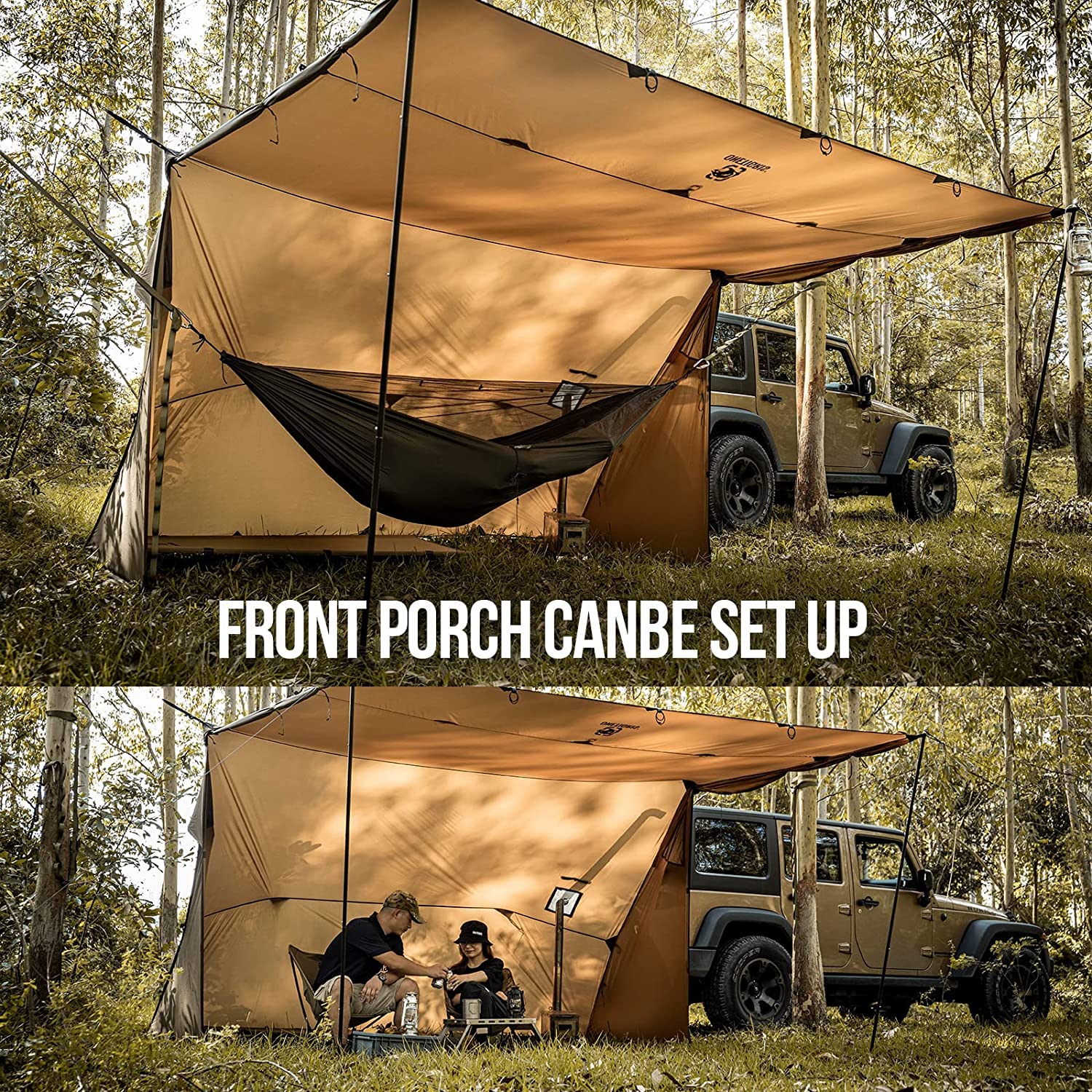 NANYUN ROCDOMUS Hammock Hot Tent with Stove Jack, Versatile Lightweight Waterproof Camping Tarp with Zippered Tent Bag, PU3000mm 4 Season Tent for Stove