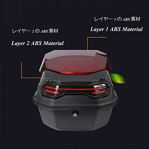 Tough Style Motorcycle Trunk 40X40X28 cm Bike Top Box Can Store Helmet W/ 2 Keys Universal Mounting Trunk Tour Tail Box/Green