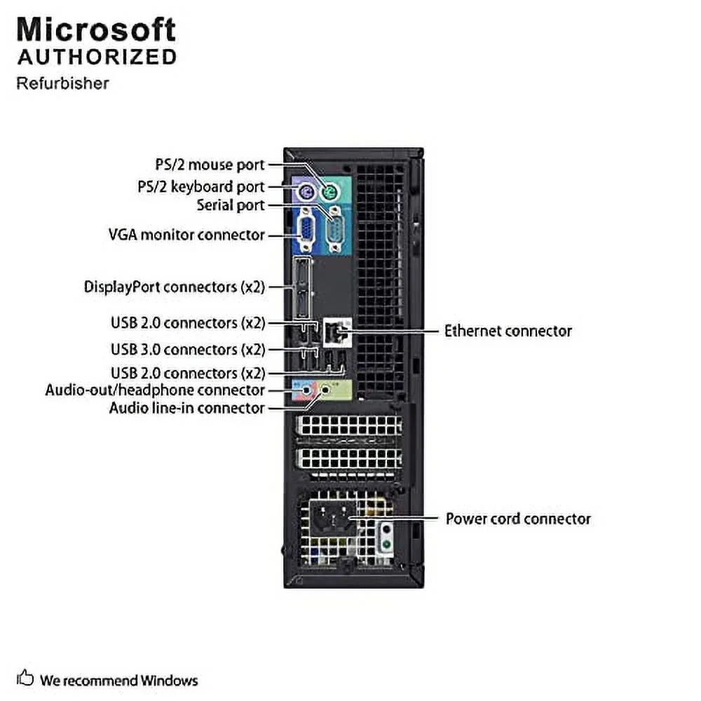 Dell Desktop PC Computer SFF OPTIPLEX 7010, Intel Quad Core i5-3470 up to 3.6GHz, 8G DDR3, 256G SSD, DVD, WiFi, BT, VGA, DP, Windows 10 Pro 64 Bit-Multi-Language English/Spanish/French(used)