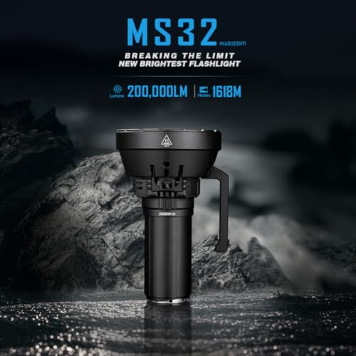 IMALENT MS32 Brightest Flashlight 200,000 Lumens, Cree XHP70.2 LEDs Tactical Flashlights High Lumens with 8 Modes Type-C Rechargeable Flash Light for Outdoor, Emergency and Caving