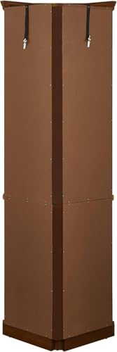 Lighted Corner Curio Cabinet Glass Display Case with 4 Adjustable Shelves, Mirrored Back Panel and 4 Tempered Doors, for Living Room Bedroom Office, 23.75"×11.75"×70", Cherry