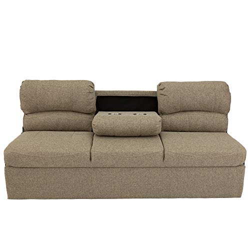 RecPro 62" RV Jackknife Sleeper Sofa with Drop-Down Console | Cloth Fabric | 2 Colors to Choose from | Furniture for RV and Camper (Oatmeal Cloth)