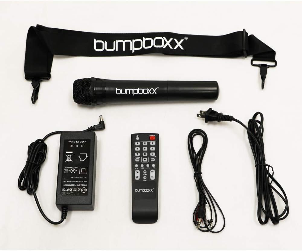 Bumpboxx Bluetooth Portable Speaker Boombox Flare8 Blue | Retro Boombox with Bluetooth Speaker | Rechargeable Lithium Battery | includes Wireless Microphone, Carrying Strap & Remote Control
