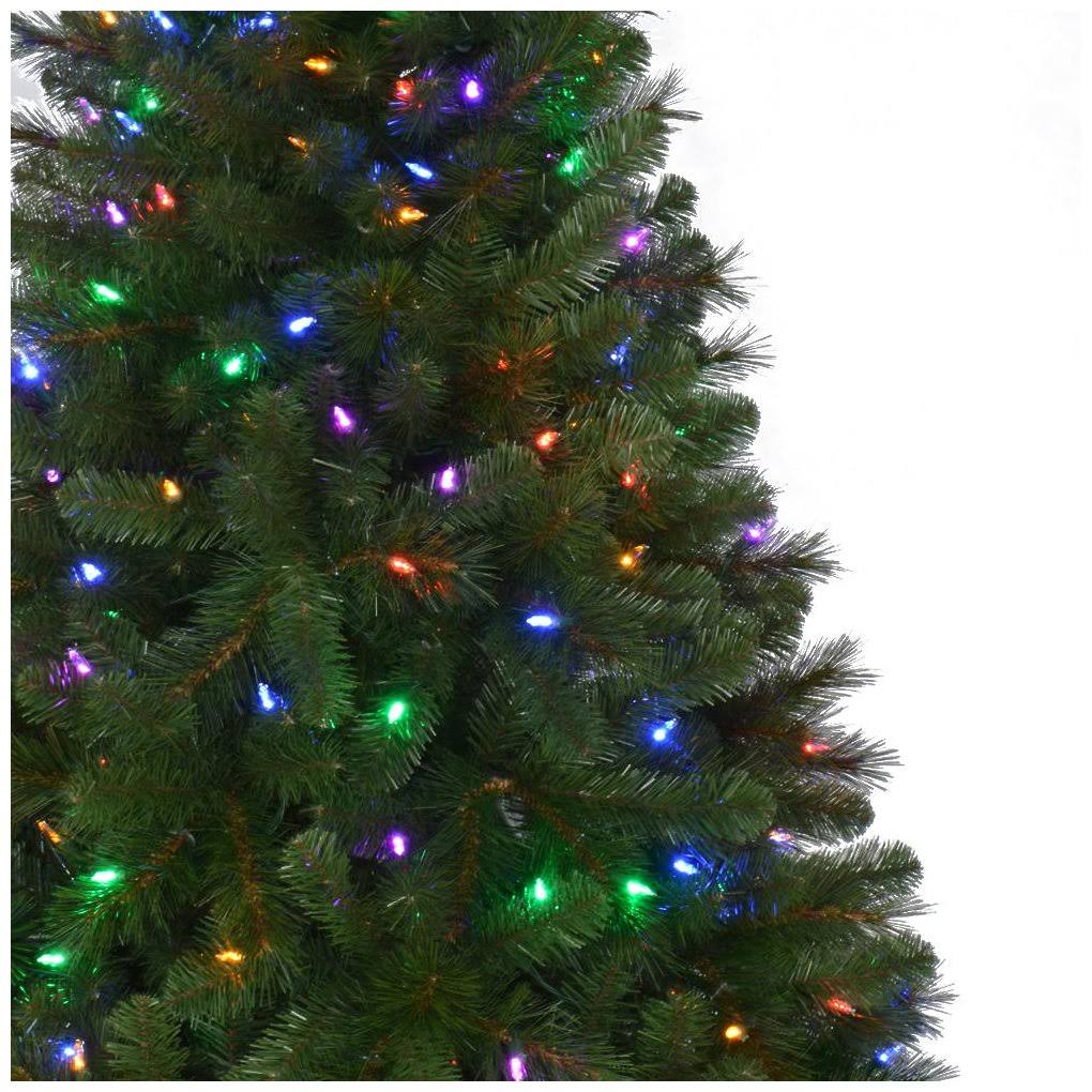 Home Accents Holiday 7.5 ft Pre-Lit LED Wesley Spruce Slim Artificial Christmas Tree, Color Changing TG76M3P08D05