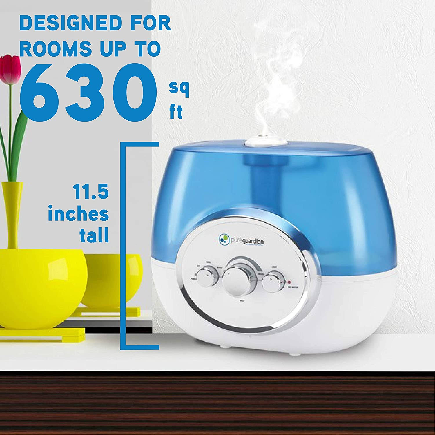 Pureguardian H1510 Ultrasonic Warm and Cool Mist Humidifier