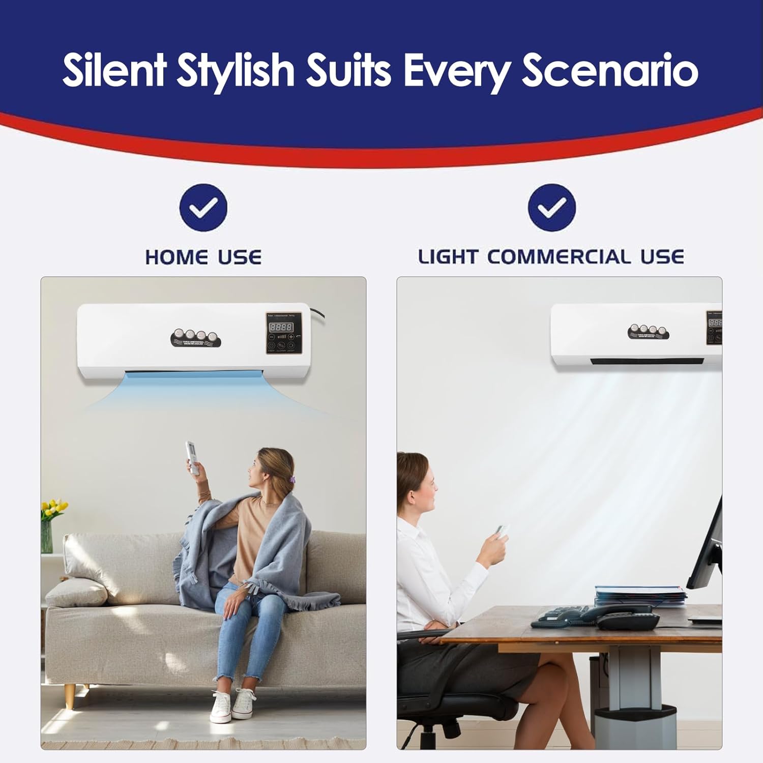 Wall Mounted Heating Machine, Mini Nature Fan and Heating Wall Mounted Fan, Low Noise Touch Control Small Air Cooler Heater Machine for Indoor Outdoor (Style 3)