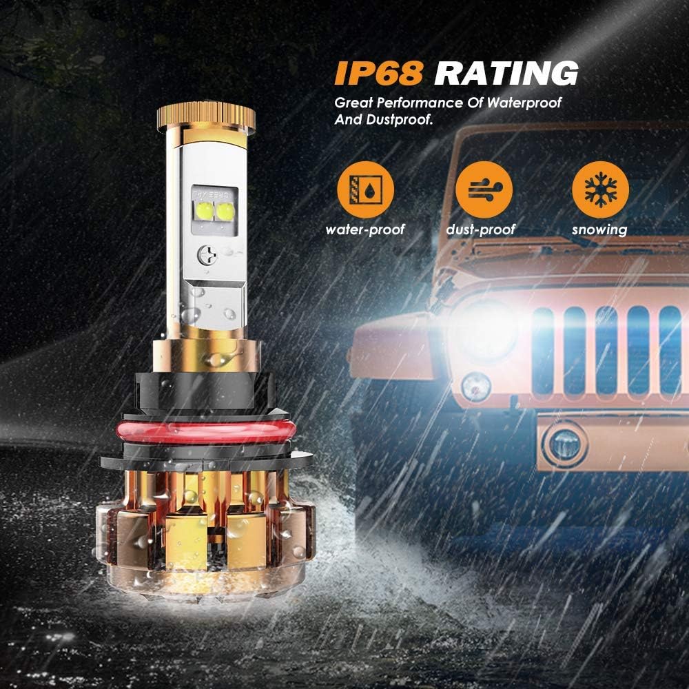 Auxbeam 9004 LED Light Bulbs, 9004 HB1 LED Light Bulbs 50W 5000lm XHP70 LED Chips High Brightness Led Fog Lights F-16 Series Pack of 2