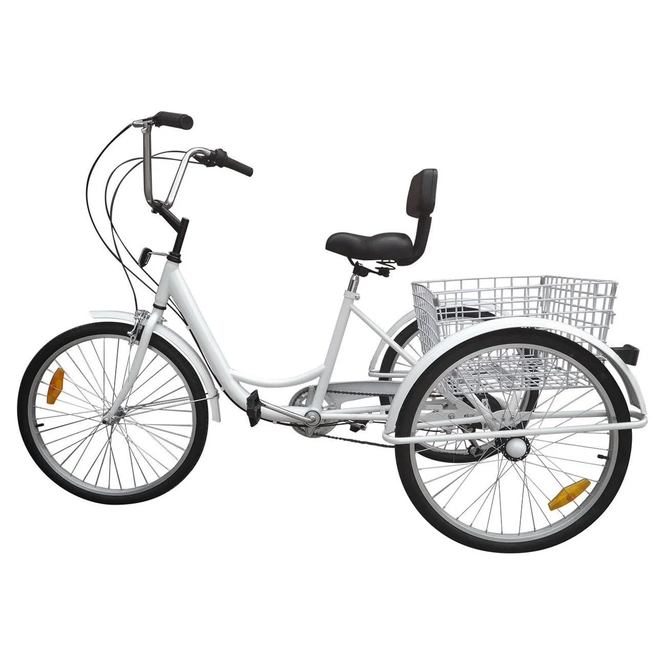 Motor Genic Unisex 7-Speed 24" Adult 3-Wheel Tricycle Cruise Bike With Basket Women Trike Bycicle White