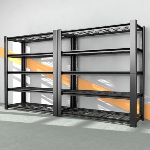 5-Tier Heavy Duty Garage Shelving Unit with Wire Shelves,3000 LBS Capacity Metal Storage Rack 76"H x 60"W x 24"D,Adjustable Boltless Steel Shelves for Garage,Basement,Pantry,Warehouse.1 Pack