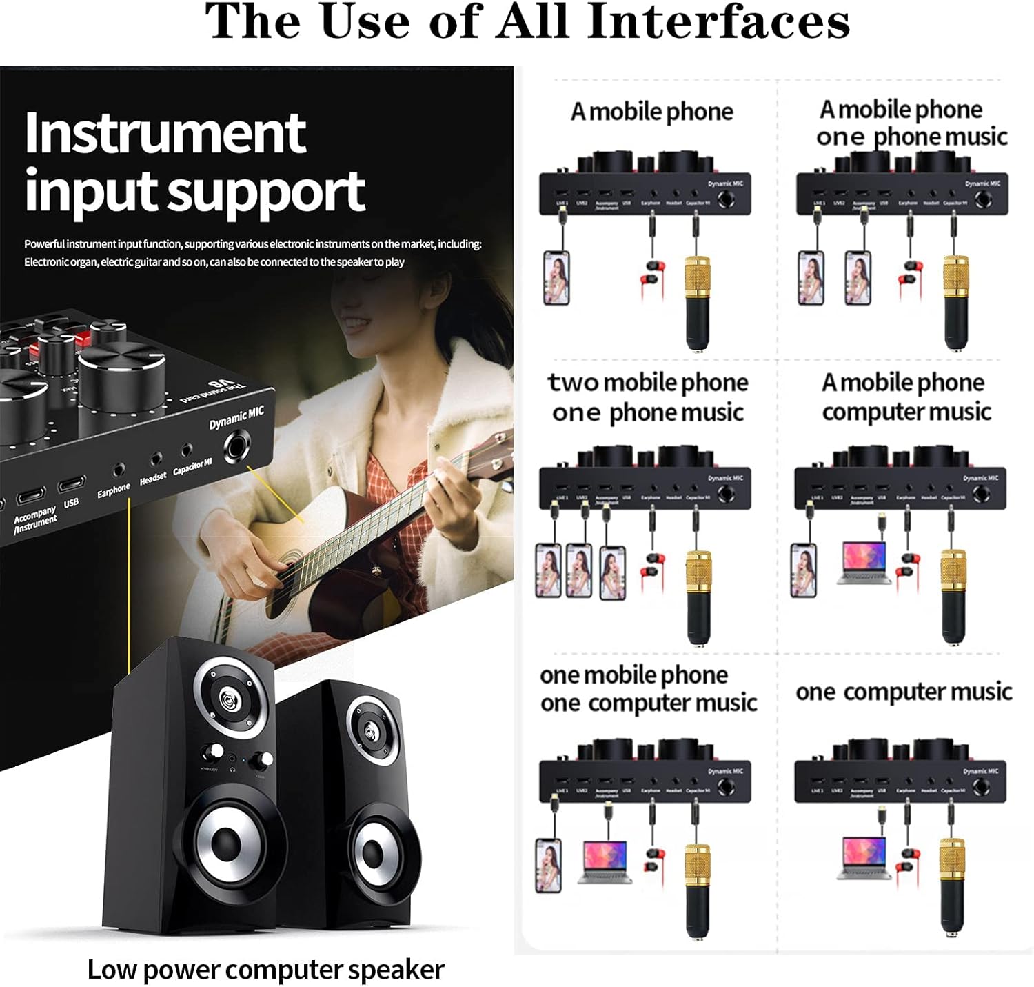 Podcast Equipment Bundle, BM-800 Recording Studio Package with Voice Changer, Live Sound Card - Audio Interface for Laptop Computer Vlog Living Broadcast Live Streaming YouTube TikTok (AM100-V8) Pack of 2