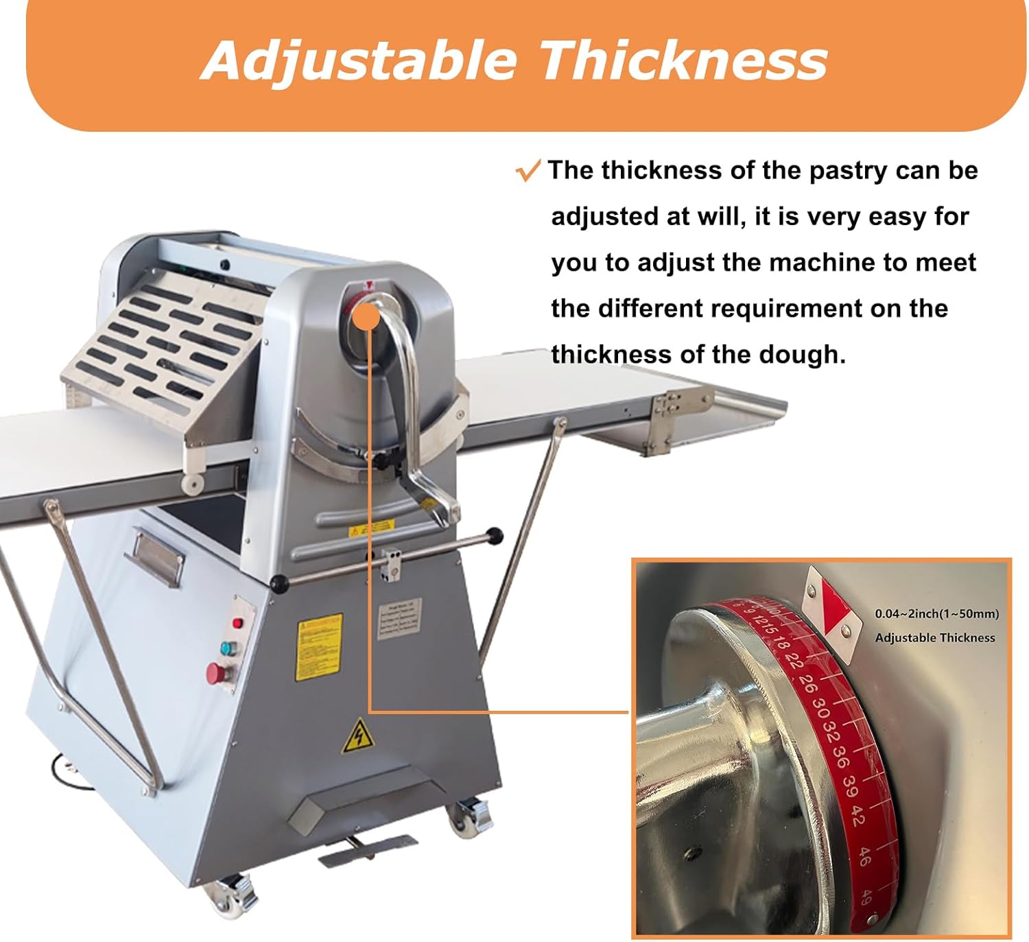 HayWHNKN Dough Sheeter 20'' Reversible Dough Roller Machine Croissant Pastry Danish Pastry Bakery Roller Puff Pastry Pizza Foldable Dough Rolling Machine with Foot Switch 110V