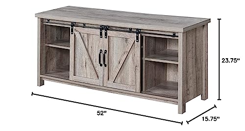 Convenience Concepts Blake Barn Door TV Stand with Shelves and Sliding Cabinets for TVs up to 60 Inches, Barnwood