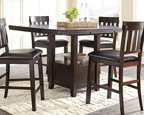haddigan traditional rectangular 36" counter height dining extension table, dark brown