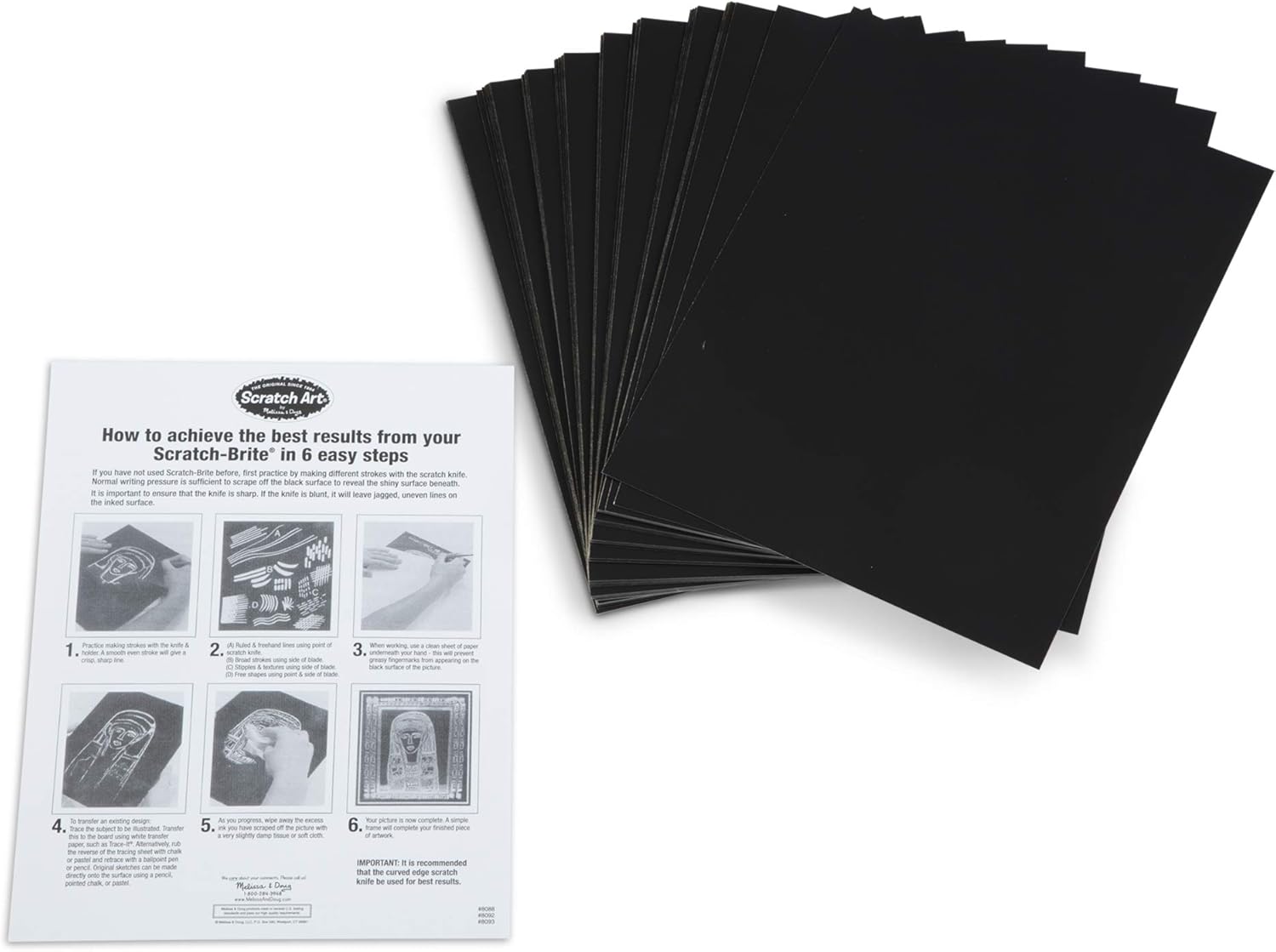 Melissa & Doug Scratch Art Scratchboard - 50-Pack, Shimmering Gold on Black Background