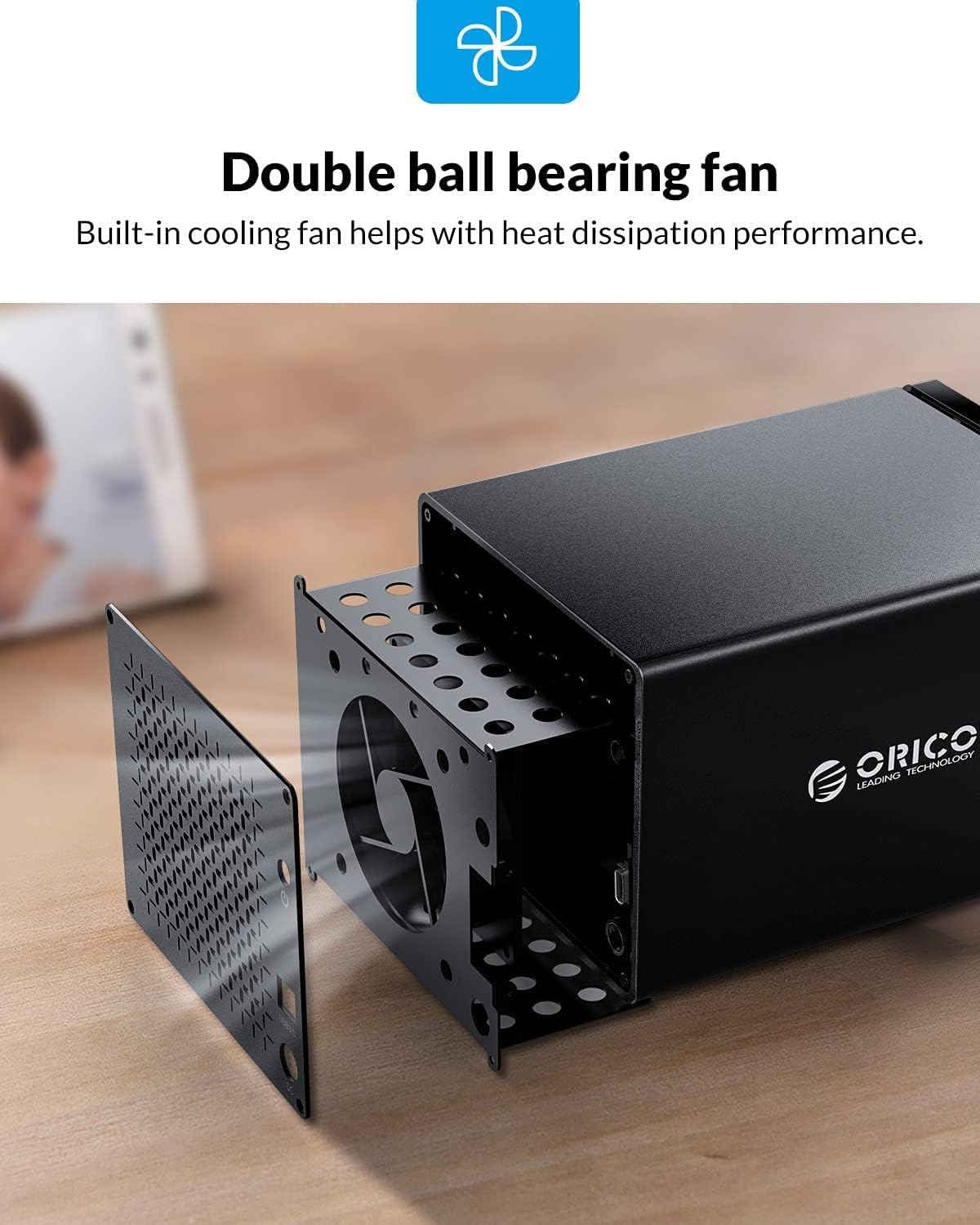 ORICO 5 Bay Raid Hard Drive Enclosure Magnetic Aluminum USB 3.0 to SATA for 3.5 inch HDD Tool Free Storage Case Support 7 RAID Modes Up to 80TB(5X16TB) - NS500RU3