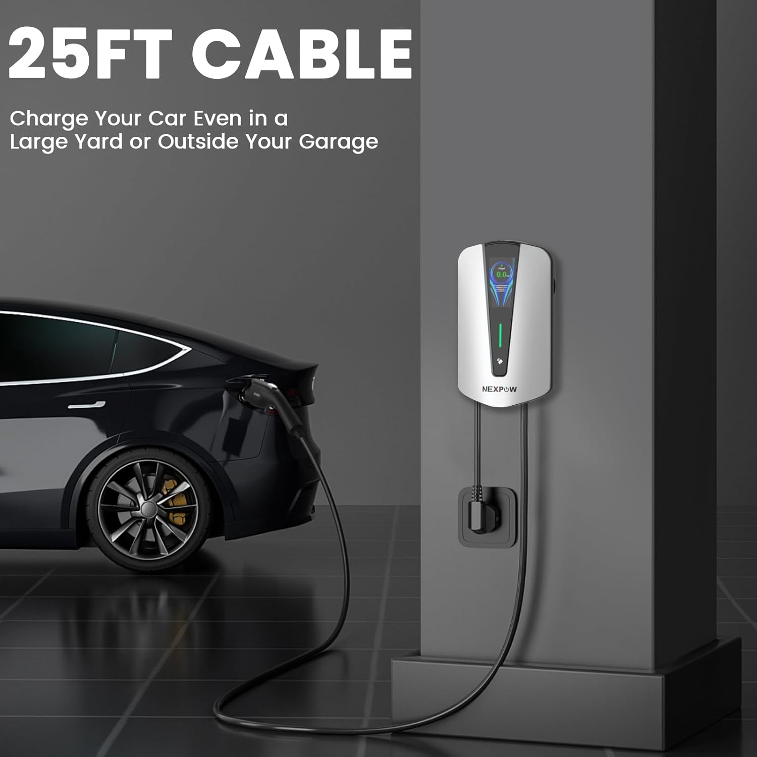 NEXPOW Level 2 EV Charger, Max 48A Adjustable Current Electric Vehicle Charging Station, Suitable for All J1772 EV, with NEMA 14-50 Plug, 240V Smart Home EVSE with 25FT Cable and WiFi Enabled