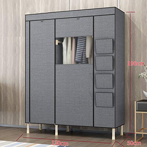Portable Clothes Closet Wardrobe, with Non-Woven Fabric Clothes Closet with Zipper Steel Pipe Wardrobe Storage See Through Window Wardrobe Fabric Cabinet,Style 2_130x50x190cm/51x19x74in