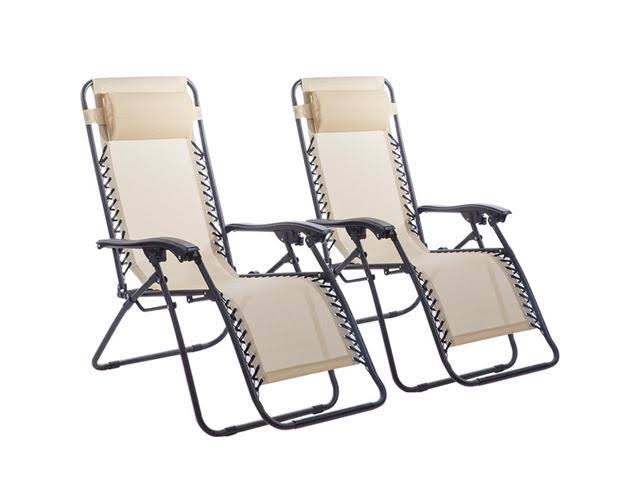 Zero Gravity Chairs Case of 2 Lounge Patio Chairs Outdoor Yard Beach