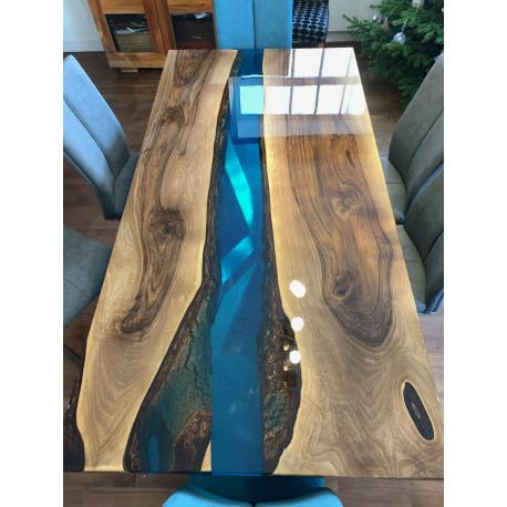 Customized Large Epoxy Table,Blue Resin River Look, Resin Dining Table for 2, 4, 6, 8, Epoxy Coffee Table, Living Room Table, Home décor (16.5" Inches Tall, 36 x 20 Inches)