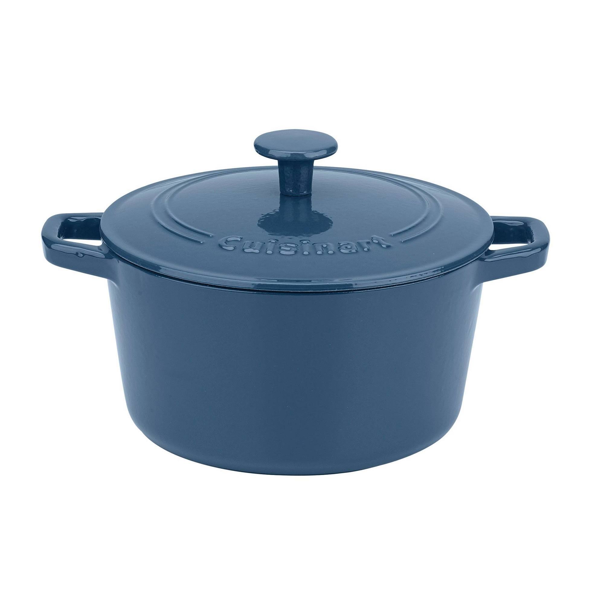 Cuisinart 3 Quart Cast Iron Round Covered Casserole - Blue