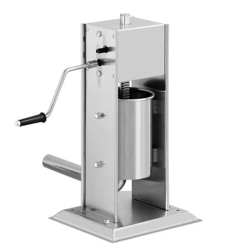 Manual Sausage Stuffer 7L/14LB, Vertical Sausage Maker, Food Grade Stainless Steel Meat Filling Kitchen Machine with 5 Stuffing Tubes for Commercial, Home and Outdoor