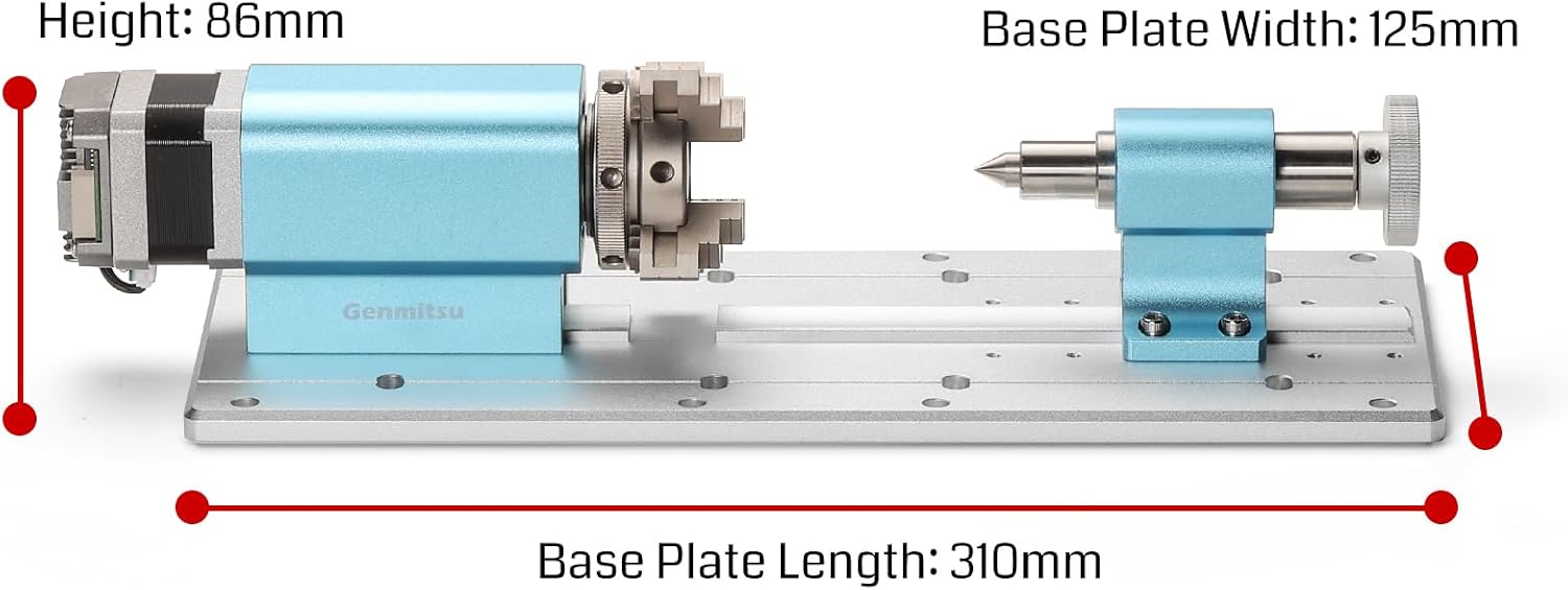 Genmitsu 3030-PROVer MAX CNC Router Machine + 4th Axis Rotary Module Kit, 4 Jaw Chuck, 10:1 Speed Reducer, Clamped Range: Length 10-200mm