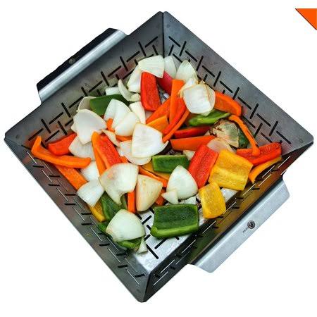 Vegetable Grill Basket - Dishwasher Safe Stainless Steel - Large Non Stick BBQ Grid Pan for Veggies Meat Fish Shrimp u0026 Fruit
