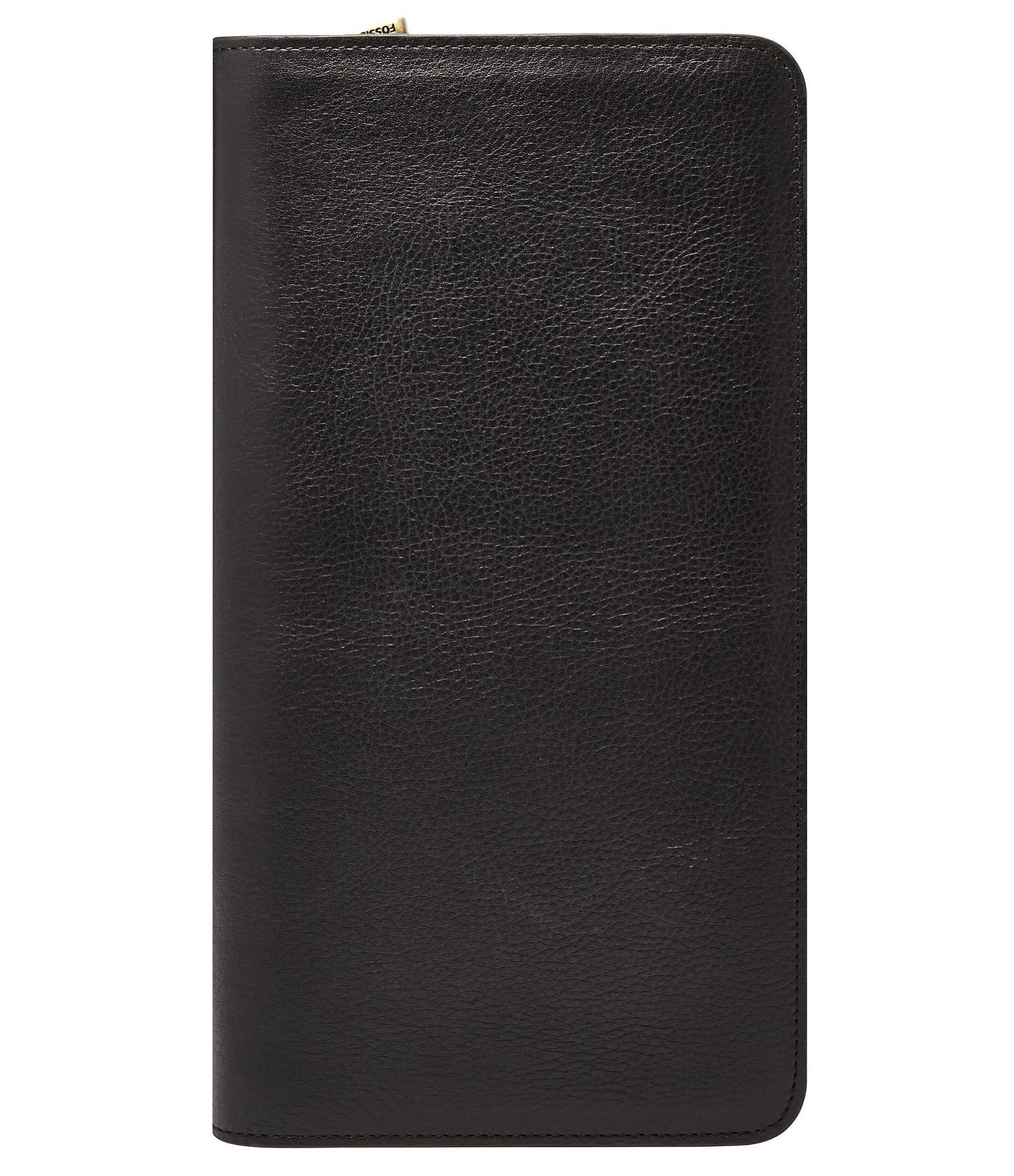 Fossil Multi-Zip Leather Passport Case - Black