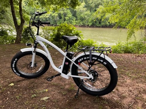 Soumye Beach Cruiser E-Bike 1050W Pack Watts Motor 48V/768WH Lithium Battery 26”x4.0 Fat Tire Max Speed 28m/h Step-Thru M5 Larger Size Display 7 Gears for Adults
